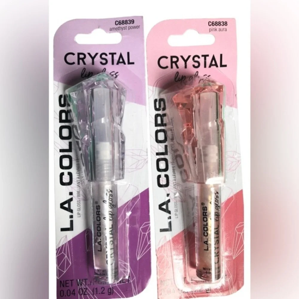 2pack crystal lipgloss in‎ amethyst power and pink aura new